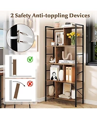 Slickblue 5-tier Bookcase 61 Inch Tall Industrial Bookshelf with Metal Frame