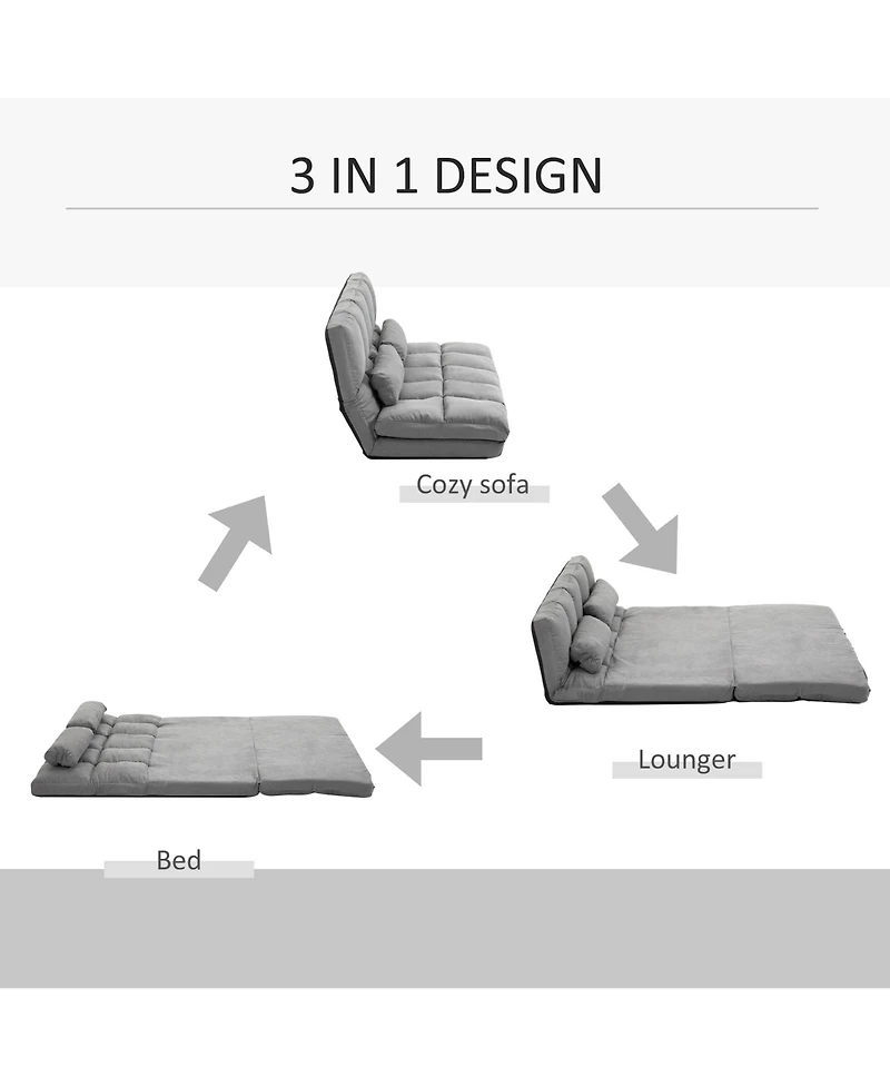 Boyel Living Convertible Floor Sofa Chair with Adjustable Backrest and Headrest