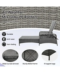 Gymax 2 Pcs Outdoor Chaise Lounge Chair Patio Recliner w/ 6-Level Backrest Cushion
