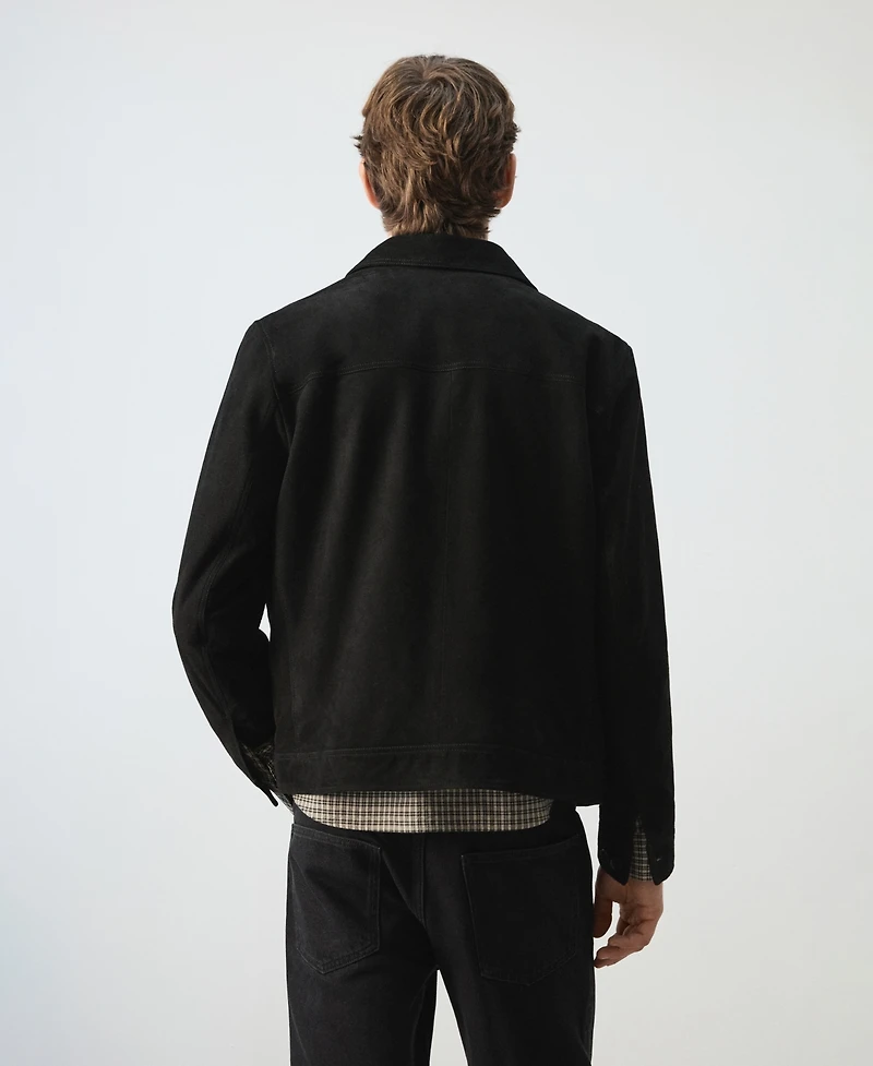 Mango Men's Suede Leather Zipper Jacket