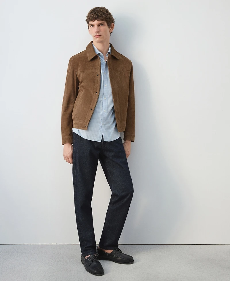 Mango Men's Leather Pockets Jacket