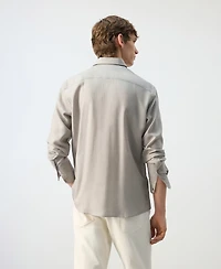 Mango Men's Lyocell Striped Regular-Fit Shirt