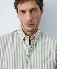 Mango Men's Cotton Regular-Fit Striped Shirt