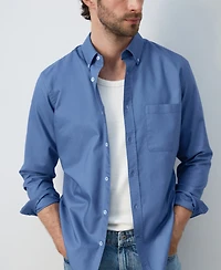 Mango Men's Cotton Regular-Fit Oxford Shirt