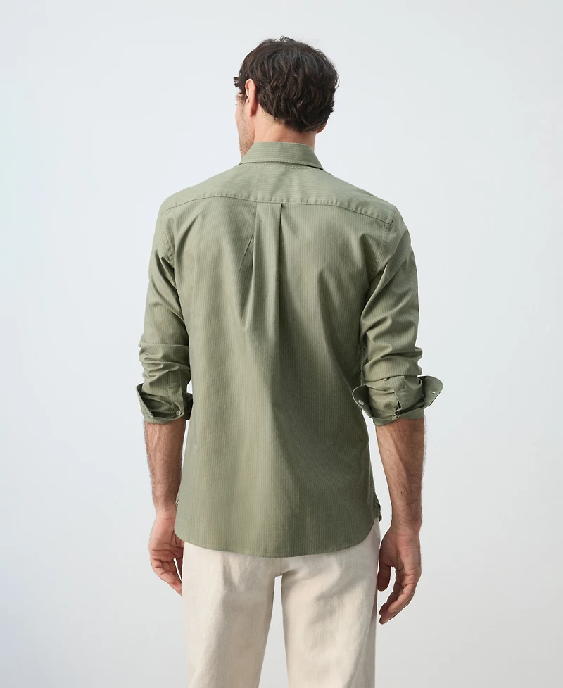 Mango Men's Cotton Striped Regular-Fit Oxford Shirt