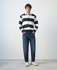 Mango Men's Cotton Striped Polo Sweatshirt