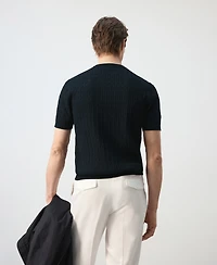 Mango Men's Cotton Cable-Knit T-Shirt