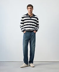 Mango Men's Cotton Fine Knit Polo Sweater