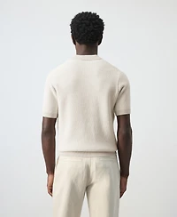 Mango Men's Textured Knitted Cotton Polo Shirt