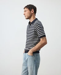 Mango Men's Cotton Striped Knit Polo Shirt