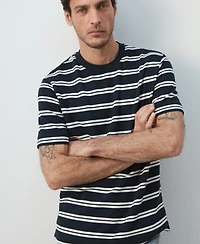 Mango Men's Regular-Fit Striped T-Shirt