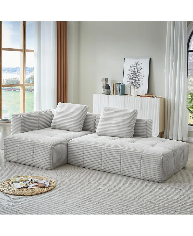 Streamdale Furniture L-Shape Modular Cloud Sectional Sofa with Chaise Lounge