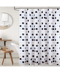 Rt Designers Collection 90GSM Peva Glit Printed Tiles Shower Curtain Tan