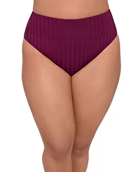 S3 Apparel Women's Smoothing Wide Ribbed Ultra High Waist Banded Swimsuit Bikini Bottom