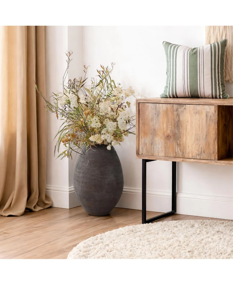 LuxenHome Cement Vase, 15.75" Tall Rustic Home Accent for Floor and Tabletops