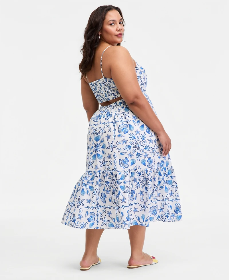 On 34th Trendy Plus Cotton Tiered Midi Dress, Macy's Exclusive