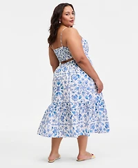 On 34th Trendy Plus Cotton Tiered Midi Dress, Macy's Exclusive