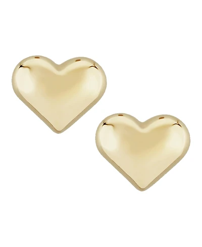 Puffed Heart Stud Earrings Set in 14k Gold (10mm)