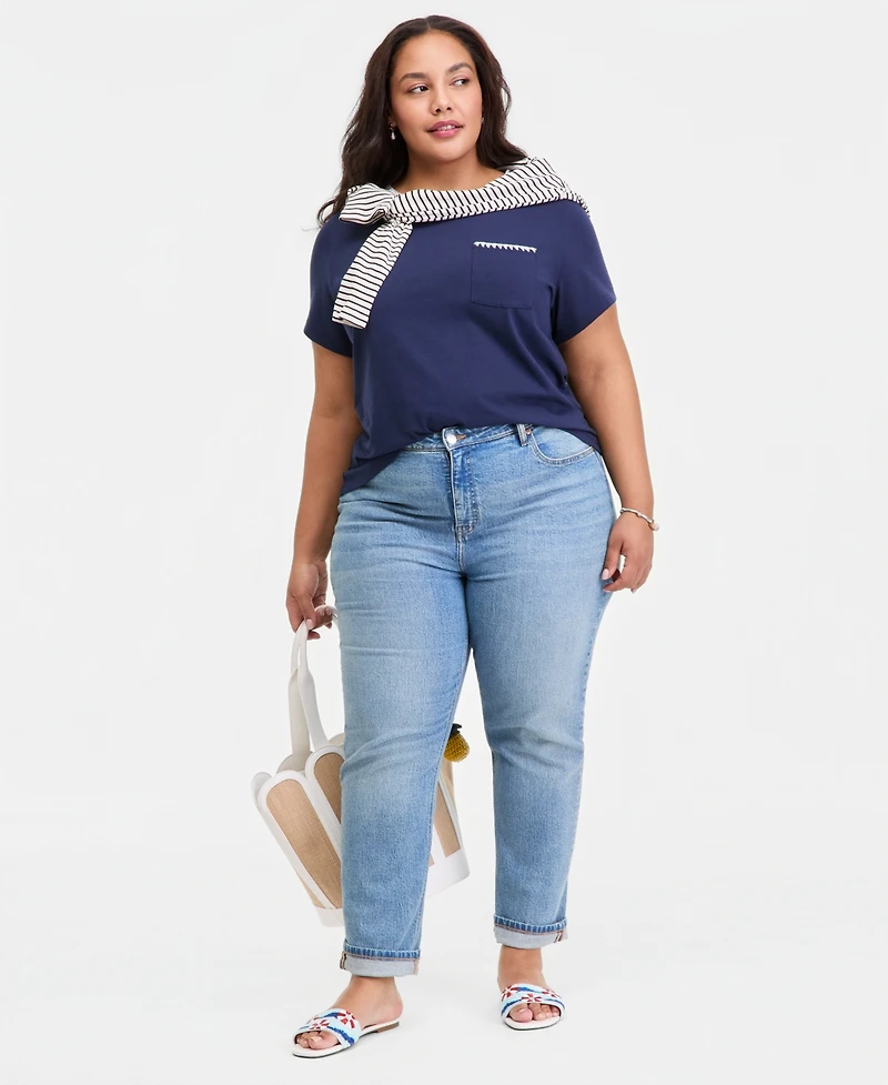 On 34th Trendy Plus Whipstitched Pocket T-Shirt, Macy's Exclusive