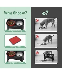 Aronkl 4 1 Adjustable Dog Bowl Stand with 2 Stainless Anti-Spill Bowls for Dogs Growing Puppies Anti-Slip Mess Proof