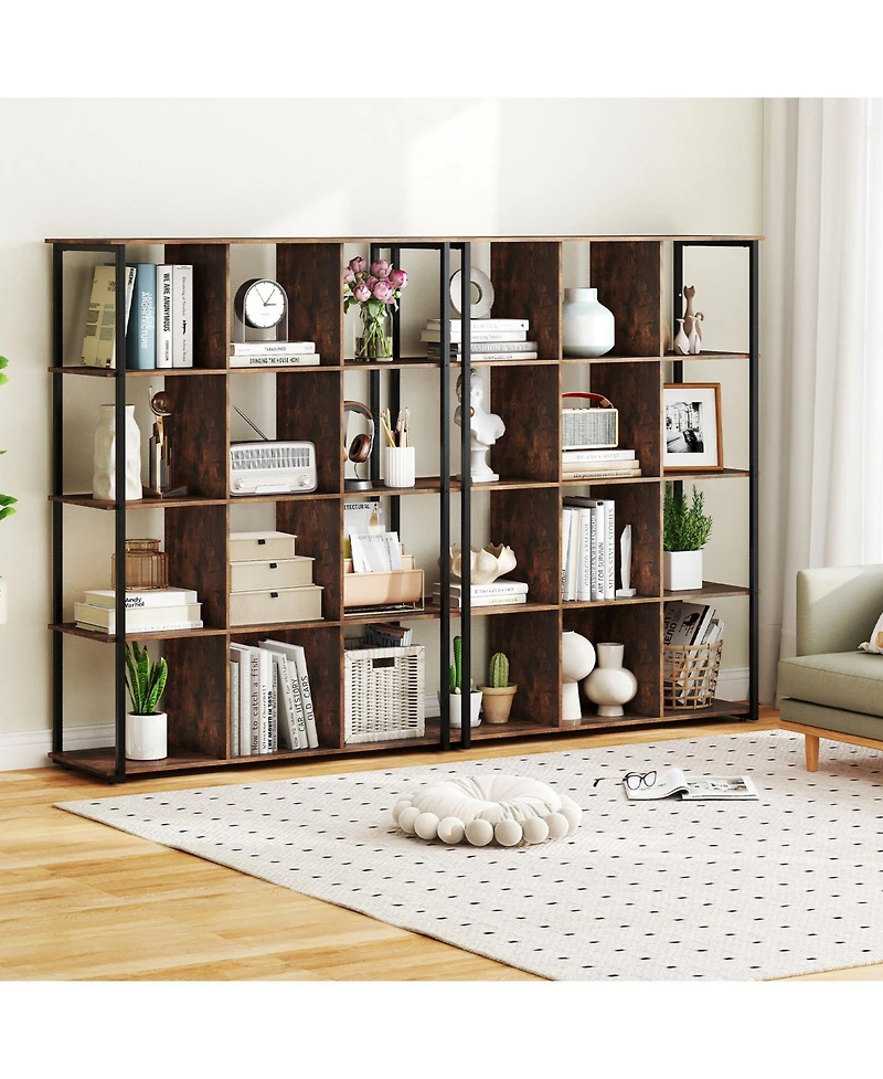 Slickblue 12-Cube Bookcase with 2 Anti-tipping Kits for Living Room