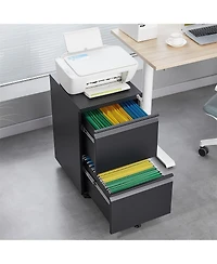 Clihome 2 Drawers Lock Metal Vertical Office File Cabient With Wheels Mobile