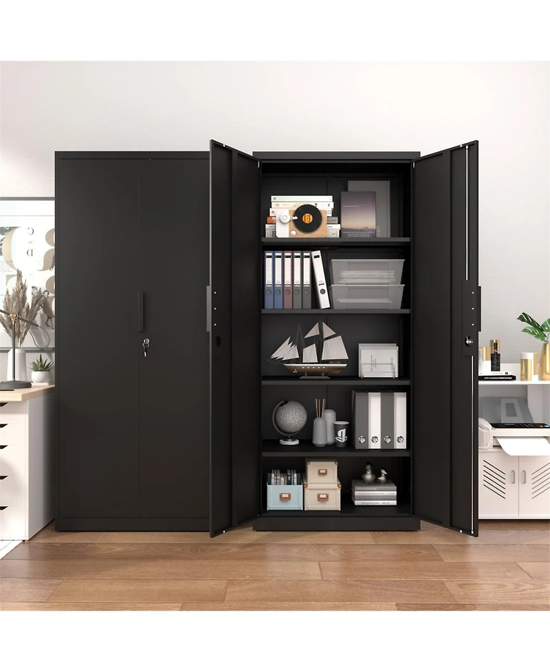 70-Inch 2-Door File Lock Cabinet with 4 Adjustable Shelves