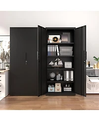 70-Inch 2-Door File Lock Cabinet with 4 Adjustable Shelves