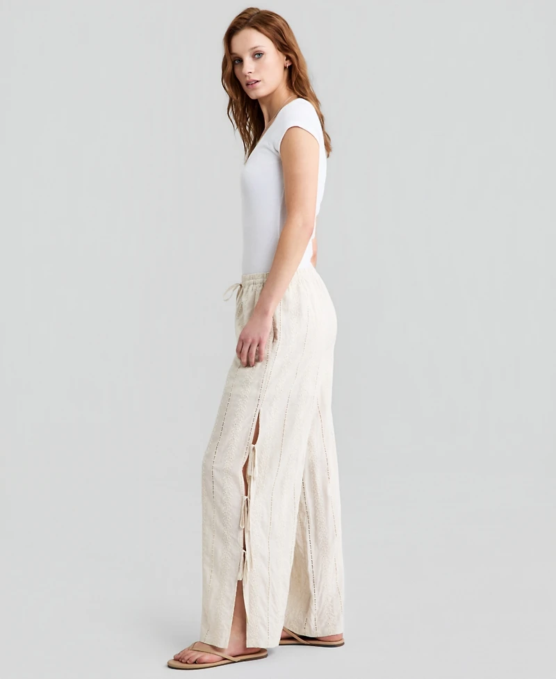 And Now This Women's Embroidered Side-Tie Pull-On Pants, Macy's Exclusive