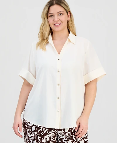 Anne Klein Essentials Plus Half-Sleeve Blouse