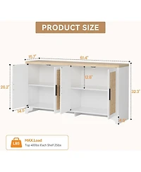 gaomon 4-Door Sideboard Buffet Cabinet, Rattan Storage Boho Entryway Console Table, Coffee Bar Station for Dinning Room, Living Room