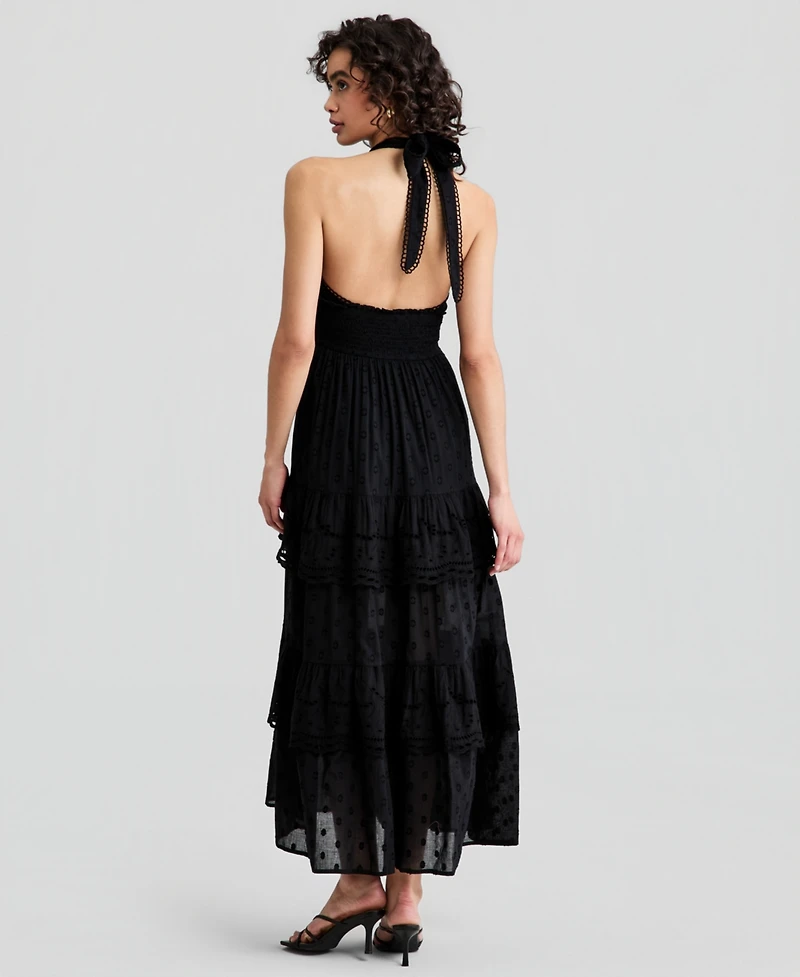 And Now This Women's Cotton Halter Tiered Maxi Dress, Macy's Exclusive