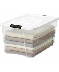 Iris Usa 72 Qt Stackable Plastic Storage Bins with Lids, Clear, 4Pk