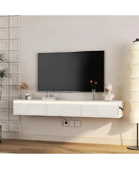 Streamdale Furniture Floating Tv Stand w/ Led & Power Outlet
