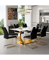Streamdale Furniture Marble dining table and chair set with gold decoration - modern