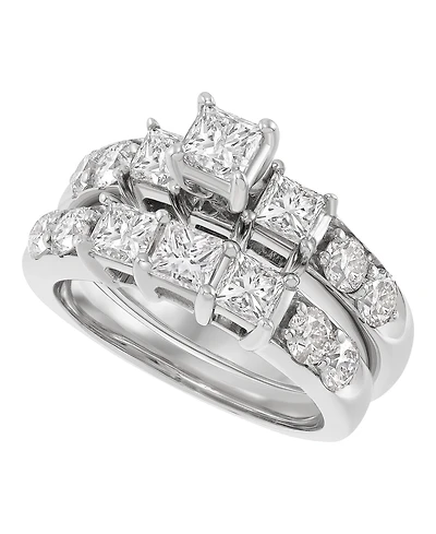 Macy's Diamond Princess Bridal Set (3 ct. t.w.) in 14k White Gold