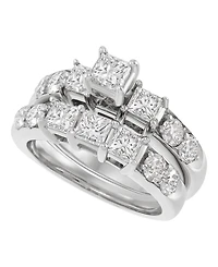 Macy's Diamond Princess Bridal Set (3 ct. t.w.) in 14k White Gold