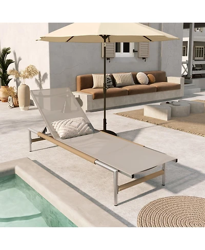 Mondawe Adjustable Patio Chaise Lounge with Aluminum Frame