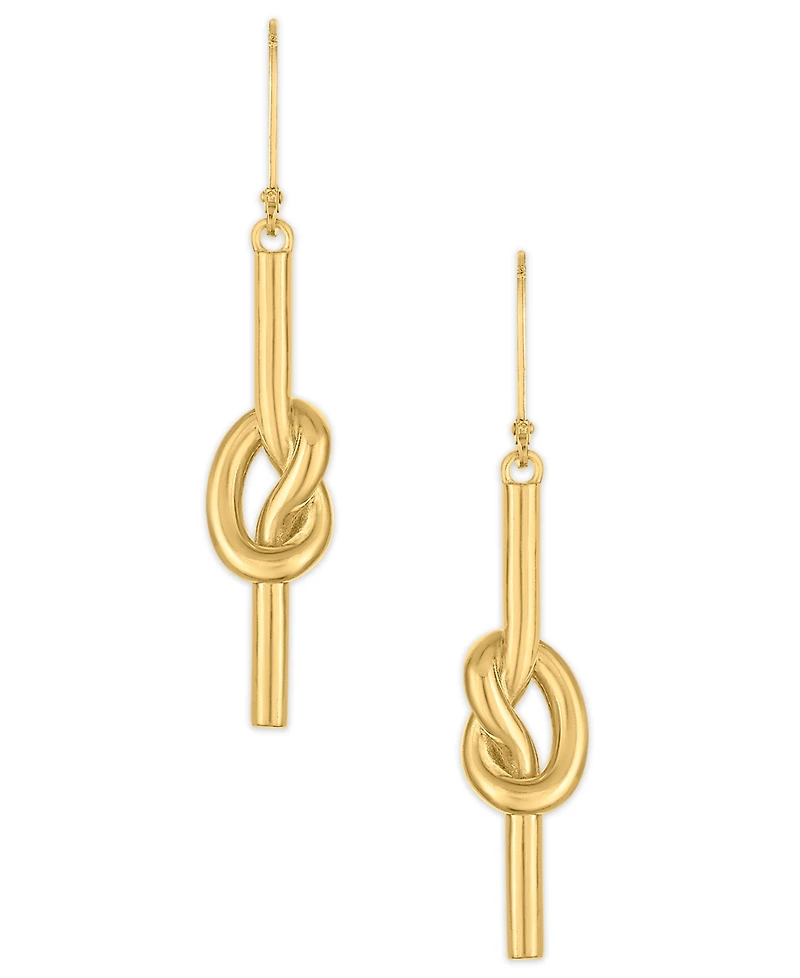 Macy's Polished Love Knot Stick Drop Earrings in 14k Gold Over Sterling Silver