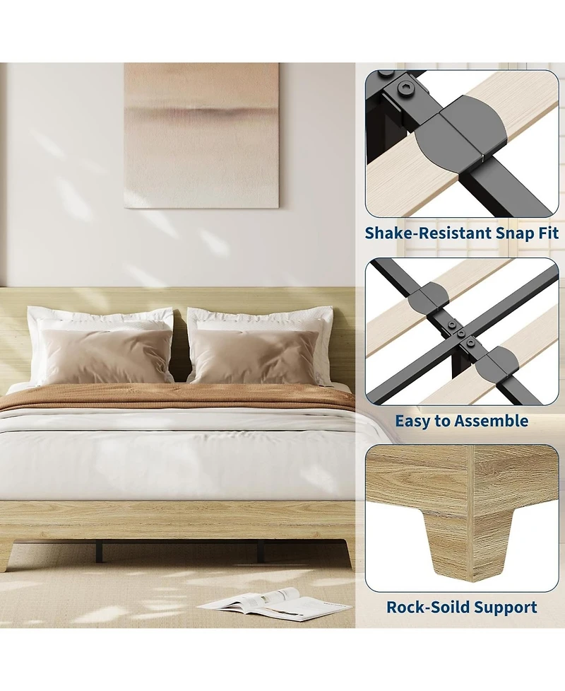 gaomon Platform Bed Frame Minimalist Design Wood Slats Support Underbed Storage Noise Free No Box Spring Easy