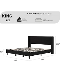 gaomon King Velvet Bed Frame with Wingback Headboard, Upholstered Platform Bed, No Box Spring Needed