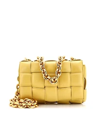 Pre-Owned Bottega Veneta Cassette Chain Crossbody Bag Padded Maxi Intrecciato Leather