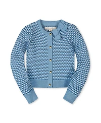 Hope and Henry Little Big Girls' Organic Tweed Stitch Bow Cardigan