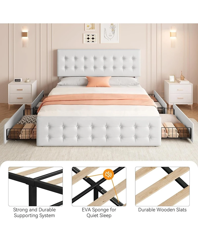 gaomon Bed Frame with 4 Storage Drawers and Headboard