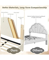 gaomon Upholstered Platform Bed Frame with Soft Rounded Headboard, Heavy-Duty Wooden Slats, Noise-Free, No Box Spring Needed