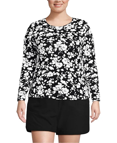 Lands' End Plus SunShade Upf 50 Long Sleeve Rash Guard Swim Tee