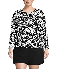 Lands' End Plus SunShade Upf 50 Long Sleeve Rash Guard Swim Tee