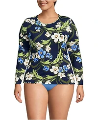 Lands' End Plus SunShade Upf 50 Long Sleeve Rash Guard Swim Tee