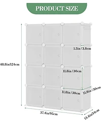 gaomon 12-Cube Stackable Modular Shoe Storage Cabinet Organizer with Doors