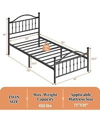 gaomon Metal Platform Bed Frame with Decorative Headboard & Footboard, Heavy Duty Steel Slats, Underbed Storage